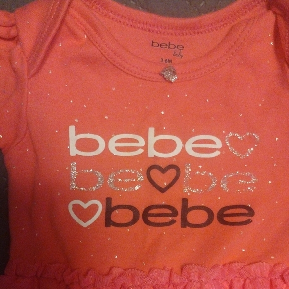 Bebe Glittery Pink Baby Dress Onsie​​ - Picture 2 of 4